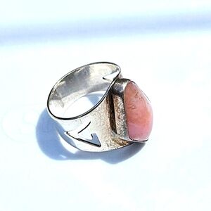 Vintage JAY KING DTR 925 Sterling Rhodochrosite Crystal Rhodonite Ring. Size 8.